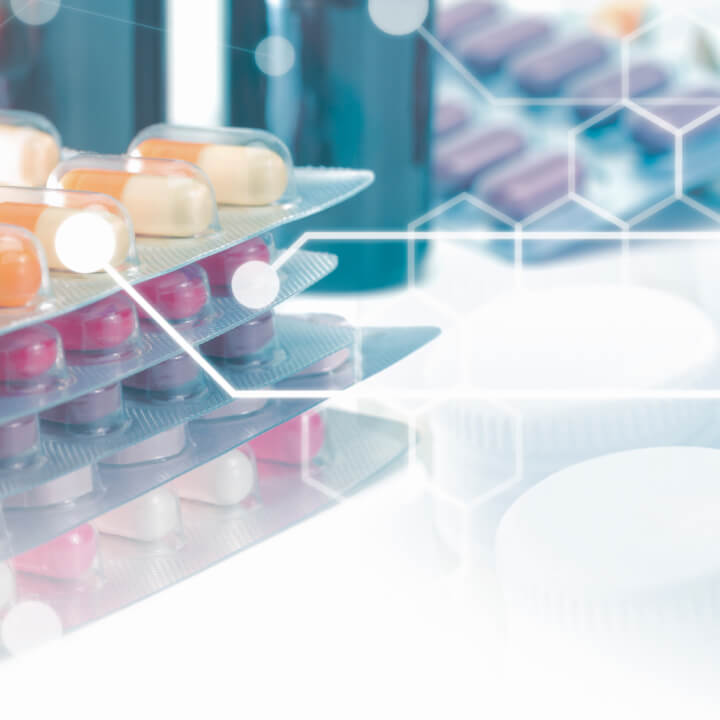 Stack of medication and bottles